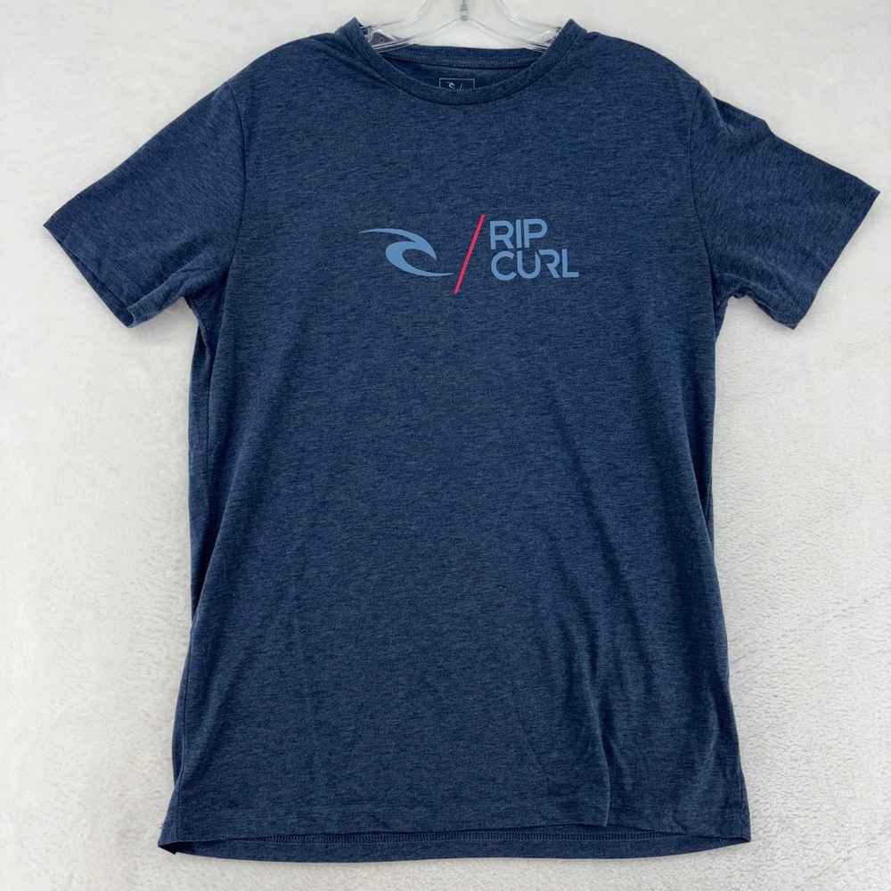 Rip Curl Mick Fanning Mens T-Shirt Navy Blue Heather Logo Graphic Tee Size M